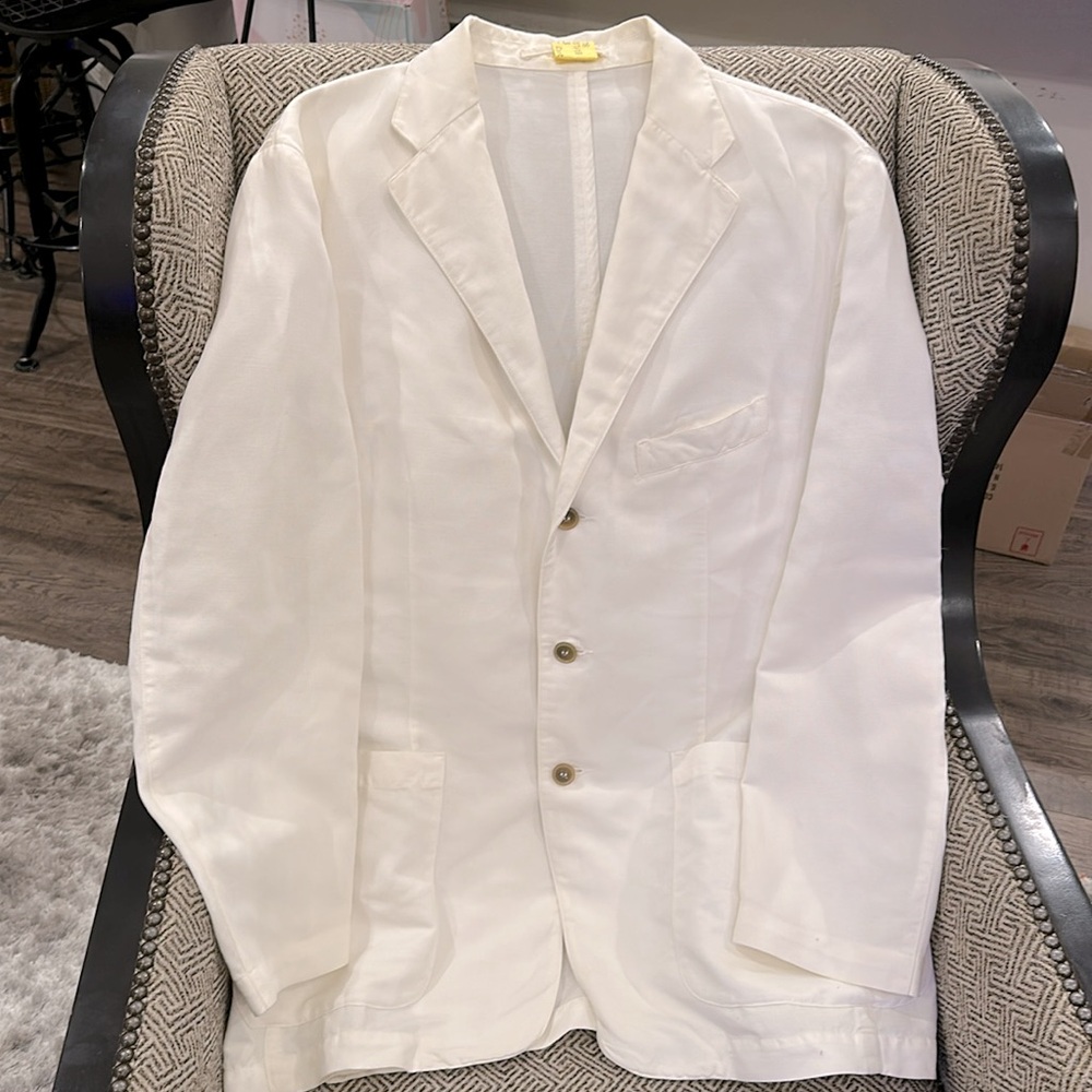 Corneliani CC Collection Saks Fifth Avenue Cotton Flax Blazer Italy EU 56 US 46